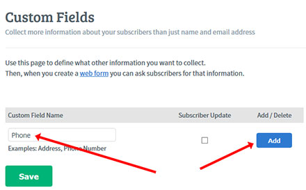 Aweber Adding Custom Fields
